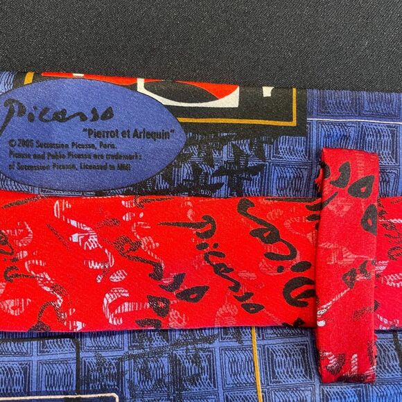 ~ ~100% Silk Handmade Picasso "Pierrot et Arlequin" Mark A. Gough Neck Tie Rare - Picture 15 of 16